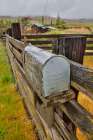 USA, Washington State. Columbia Hills State Park with barn and fence line Art Print